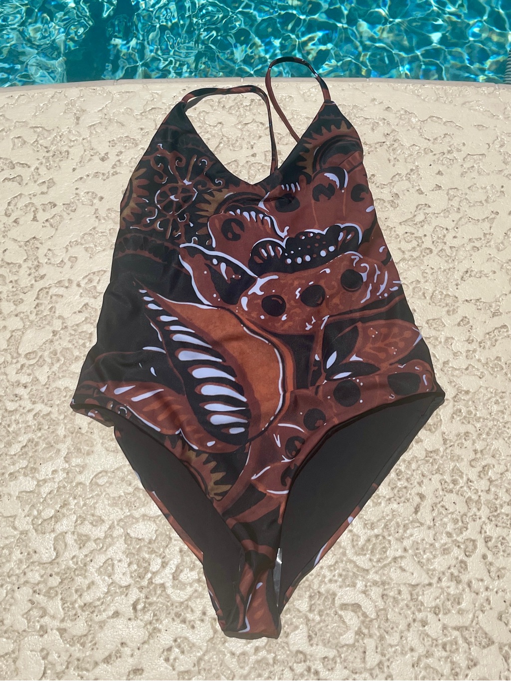 Mara Hoffman Abstract One-Piece Swimsuit S - Brown Black Cream Print